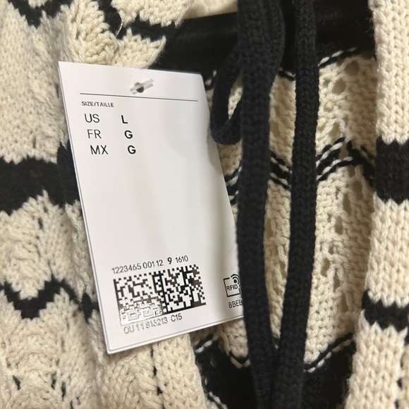 NWT H&M Crocheted Black and White Striped Midi Dress Size Large - Picture 4 of 4